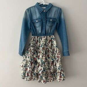 Bonnie Jean denim and ruffle dress